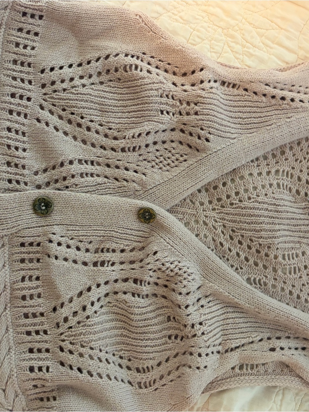 Light Beige Open-Knit Women’s Sweater Vest